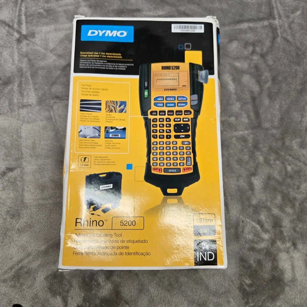 Dymo Rhino 5200 Industrial Label Maker Kit 1755749 Orange Black Handheld Printer